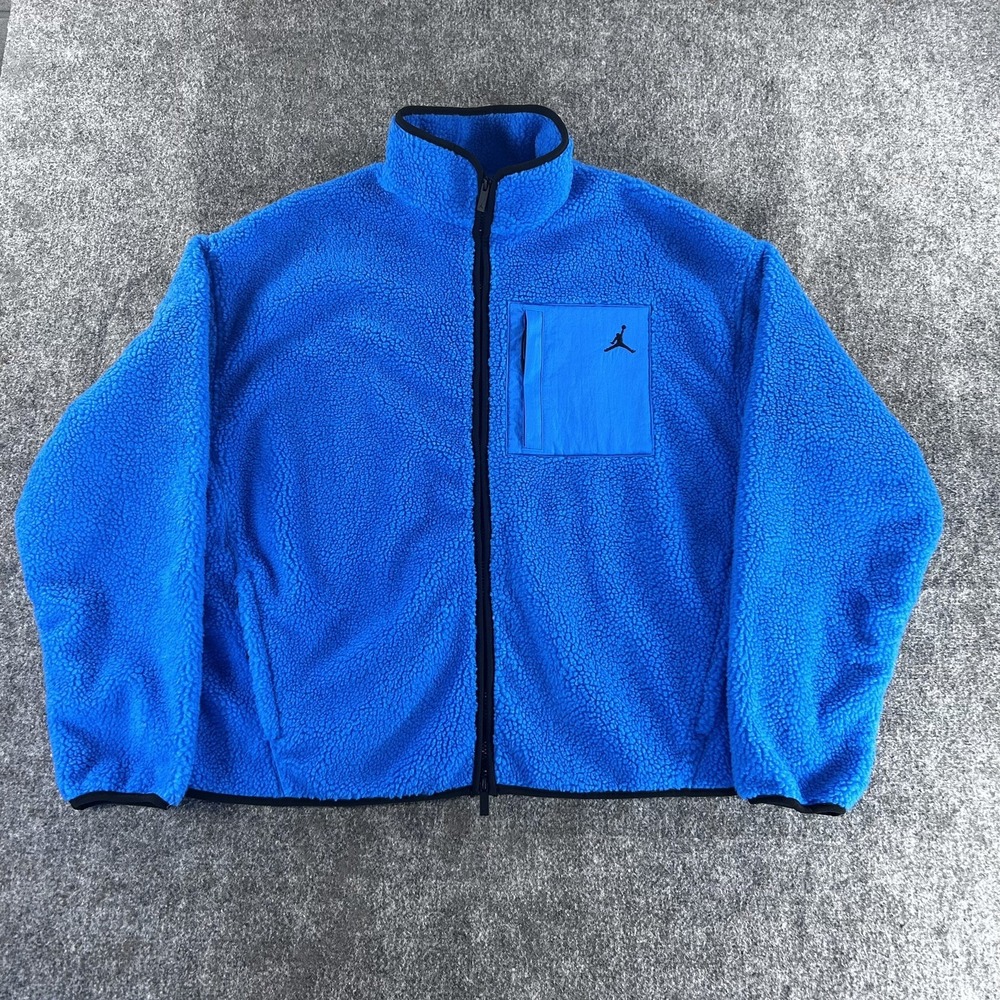 Jordan Therma-FIT Sherpa Fleece Full Zip Jacket Blue HV0778-406 Size Large Men's